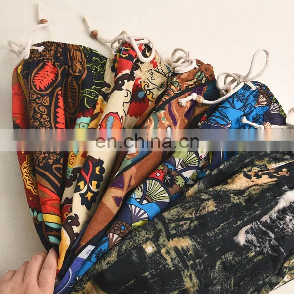 Summer Cotton and Linen Printed Pants Casual Sports Loose Large Size Quick-drying Shorts Thin Men's Beach Pants photo-2