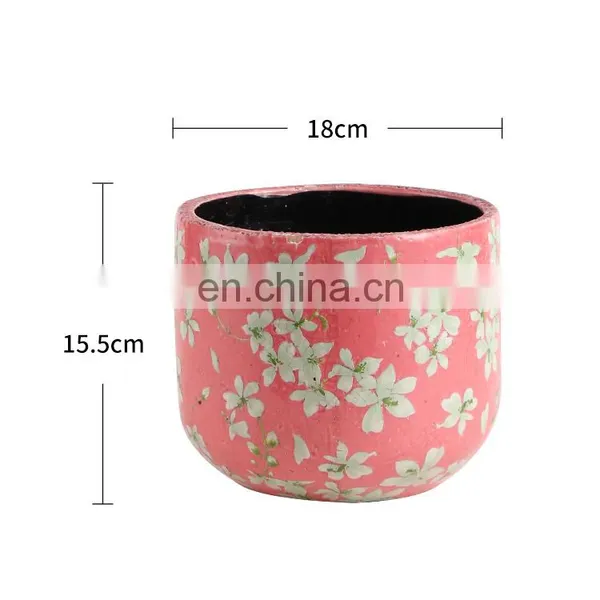 Home Decoration Item Flower Pattern Indoor Outdoor Large Pink Ceramic Plant Pots for Livingroom Balcony photo-5