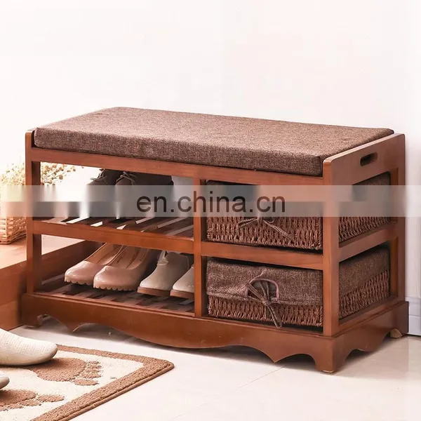 Footstool Wicker Basket Draws Cushion Seat Ottoman Storage Bench photo-2