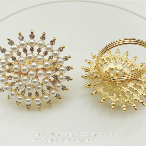 Factory Popular Wholesale Pearl And Diamond Napkin Ring Holder photo-2