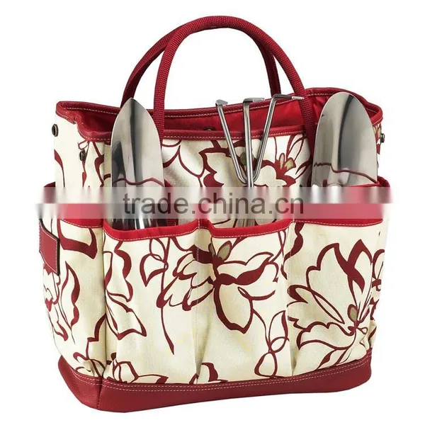 Printed Red Nylon Garden Tool Organizer Bag for Ladies,garden Tool Bag in Bag Organizer,garden Tool Bag in Bag Handbag Organizer photo-2