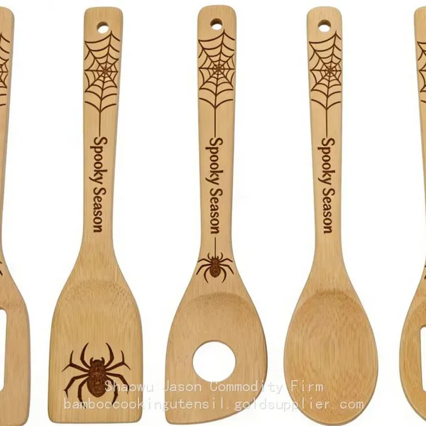 Bamboo Utensil Set Cavred Bamboo Wood Utensils,bamboo Kitchen Tool for Sale photo-3