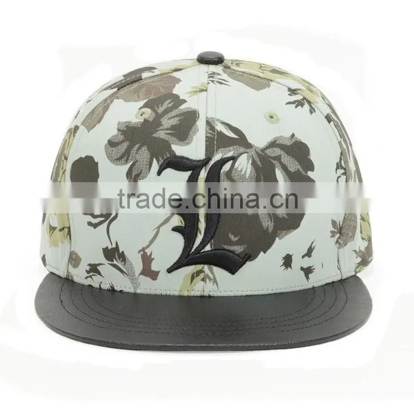 Fashion Fancy Custom Constructed Female Floweral Print Trucker Hat no Mesh With Flat Leather Brim photo-3