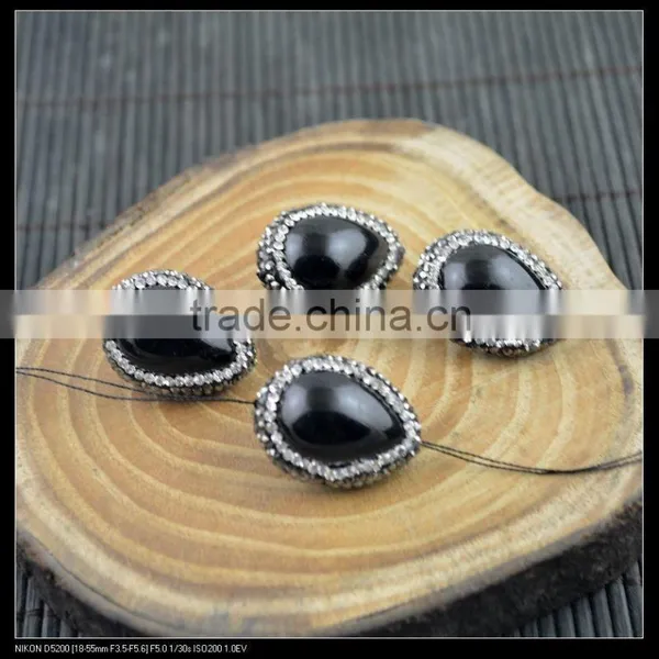 LFD-0060B Wholesale Black Obsidian Pave Rhinestone Crystal Connectors Spacer Beads For Jewelry Making Bracelet Necklace photo-2