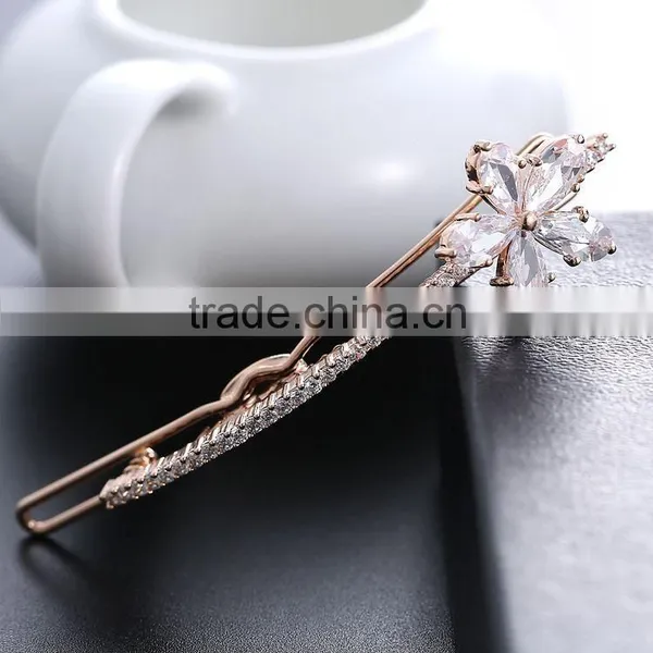Fashion Women Girls Hair Barrettes White Flower Crystal Rhinestone Hair Pins Side Knotted Hairclips Hotsale Hair Accessory photo-2