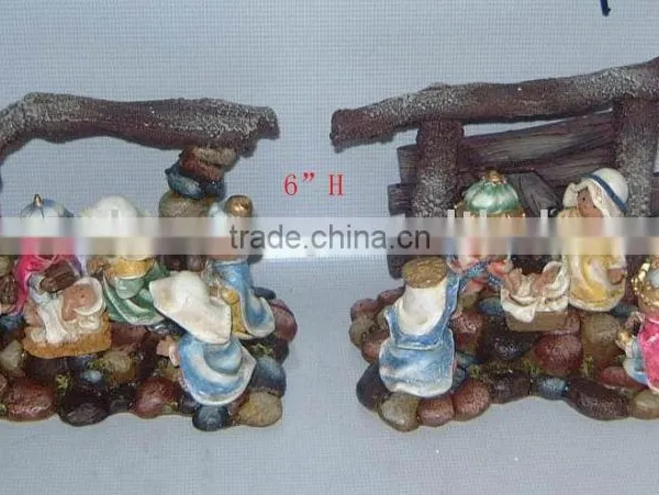 Polyresin Baby Nativity Set,6"H