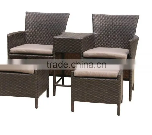 KD Rattan 2 Person Coffee Set With Table and Stools