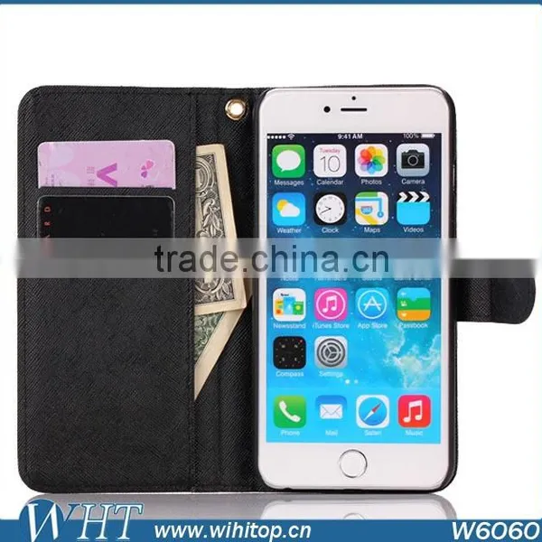 Case For IPhone 6 Plus Wallet Leather Case + Strips Color Mix Design With Card Slots PU Leather photo-2