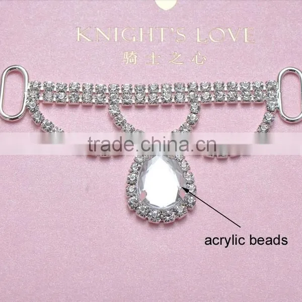 (M0191)15mm bar silver sparkle rhinestone buckle for bikini decoration connector