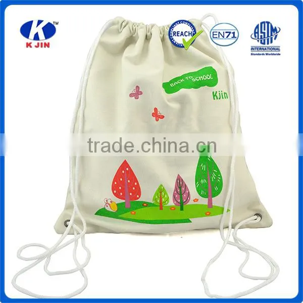 2016 New arrival promotional personalized design cheap cotton cloth drawstring bags for kids