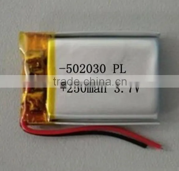 3.7v 250mah DEL-502030PL Rechargeable Lipo Battery Lithium Polymer Battery Pack