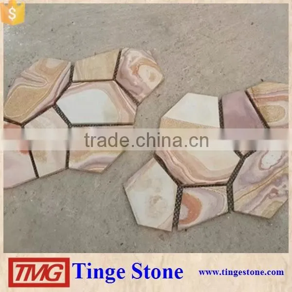 Rainbow Sandstone Mosaic,sandstone Flooring Tiles photo-2