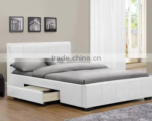 White PU Leather Storage Bed