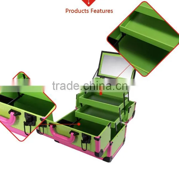 Wholesale Portable Professional Rolling Beauty Box Empty Makeup Vanity Case With Mirror photo-4
