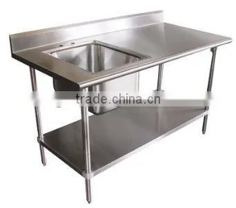 Prep / Work Table With Sink and Backsplash18 Gauge Stainless Steel Top