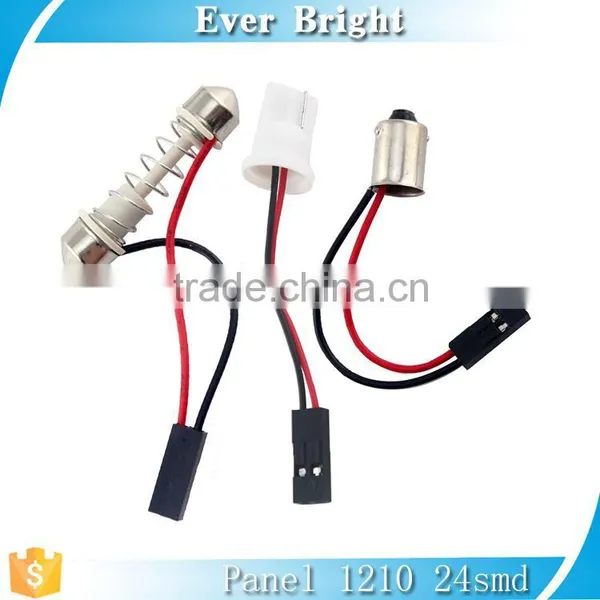 White 1210 24SMD LED Panel Roof Light Lamp + T10 Festoon Adapter,3022 3021 3175 6428 6430 3423 3425 6411 6418 6423 6461 photo-3