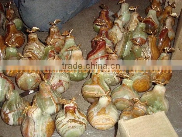 Pakistan Best Price KITCHEN AND DINING DECORATION ONYX PEAR WITH BRASS LEAF HANDICRAFTS photo-5