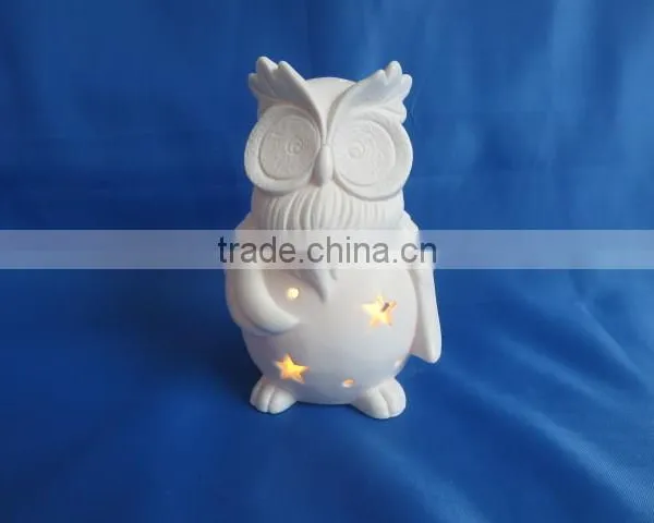 Porcelain Lighted White Owl