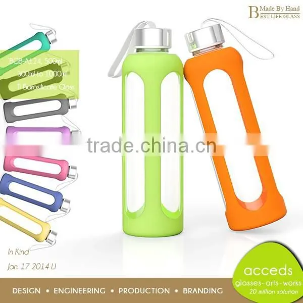 Wholesale OEM/ODM Borosilicate BPA Free Glass Bottle Silicone Sleeve photo-2