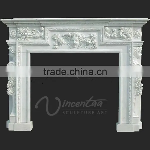 Modern Home Decoration Use Hand Carved Natural Marble Fireplace Mantels photo-2