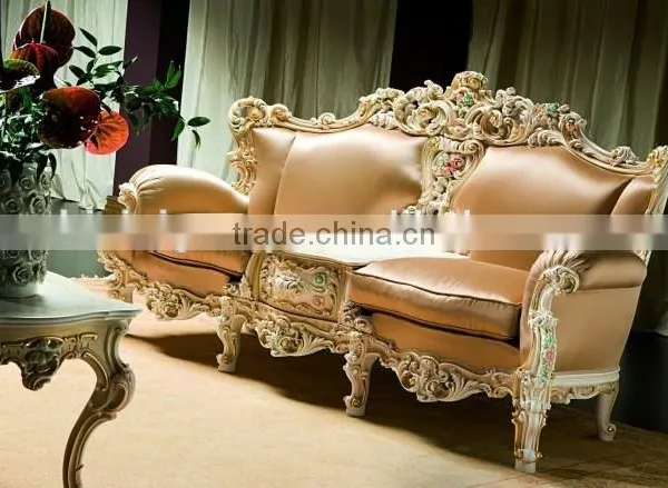 Luxurious Elegant Rococo Designed Carving White and Golden Tufted Crown Bed With Nightstand and Dressing Table BF12-05254f photo-4