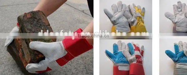 DDSAFETY Winter Leather Gloves Blue Furniture Gloves White Cotton Back Full Lining Driver Winter Glove photo-2