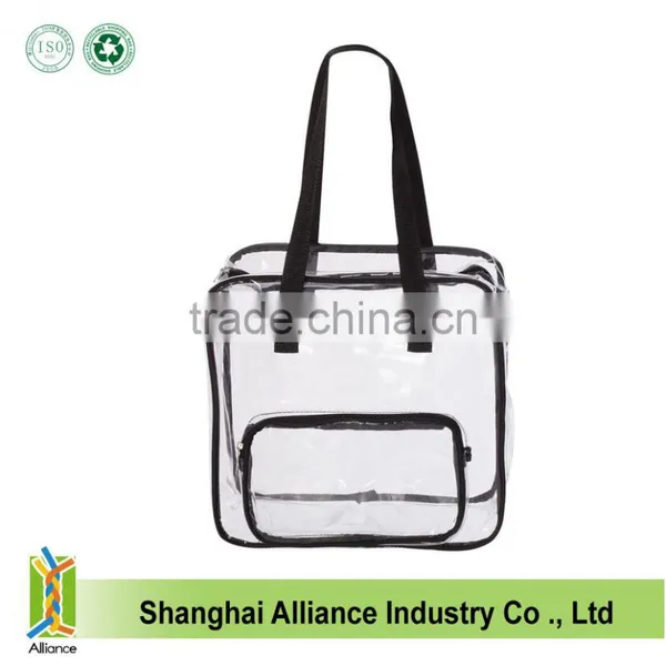 Clear Oversized Tote PVC Vinyl Plastic Large Shopper Shoulder Bag Transparent With Front Clear Zipper Pocket photo-4