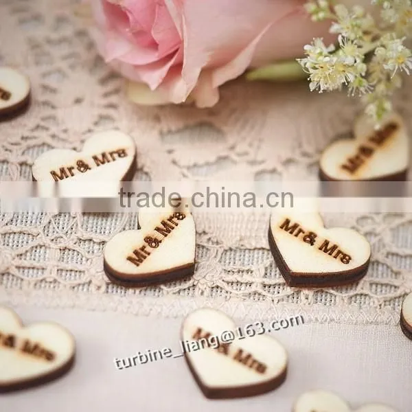 MR & MRS Wooden Sticker ,Wooden Heart Sticker for Weddings photo-2