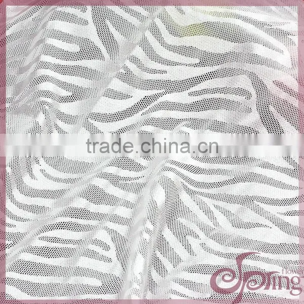 White Zebra Design Shining Soft Elastic Tricot Lace, Fashion Swiss Lace Fabric photo-2