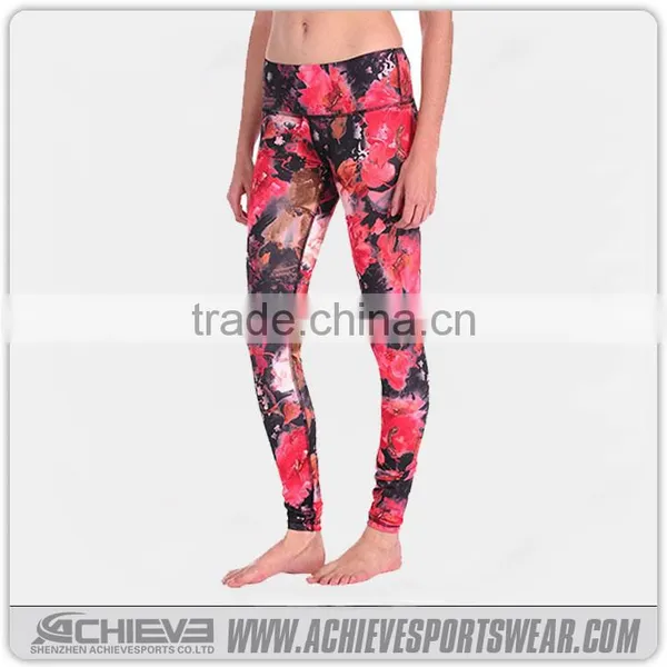 Sublimated High Waist Leggings Custom Ladies Sexy Fitness Pants Slim Fit Yoga Shorts photo-4
