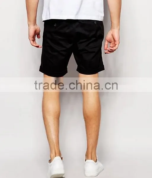 Cheapest New Design Custom Two Back Pocket Men's Black Slim Fit 65% Cotton 35% Polyester Stretch Twill Zip Fly Casual Hot Shorts photo-2