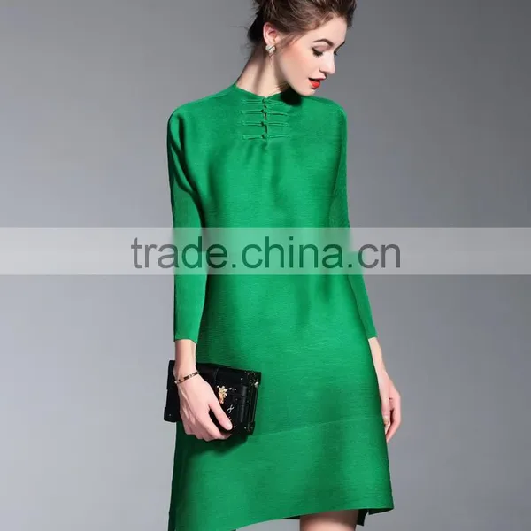 Chinese National Style Plus Size Ladies Draped Dress With Buttons photo-5