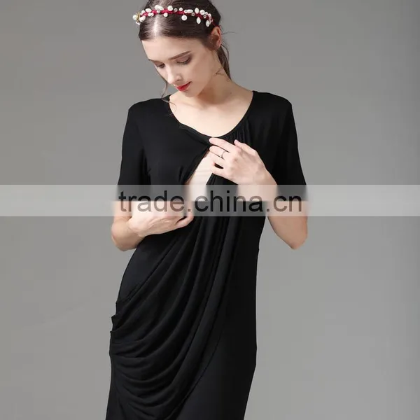 MAMALOVE Soft Knitted Fabric Summer Matern Dress Manufacturer Nurs Clothes Breastfeeding Dress photo-3