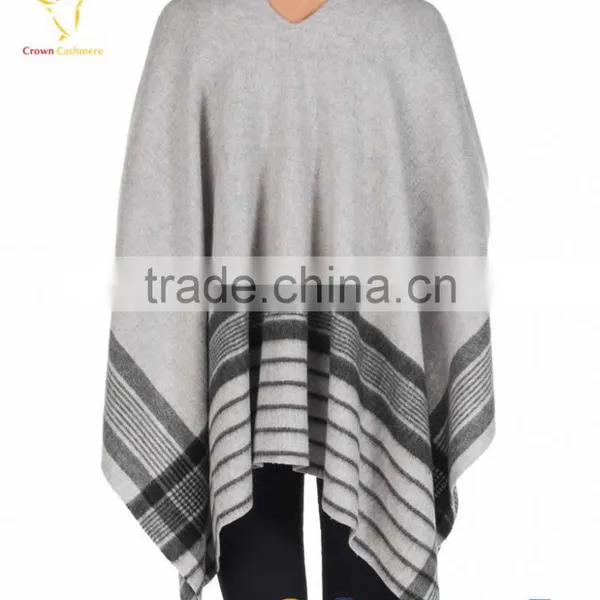 Women Stripe Cashmere Sweater Poncho Sweater photo-3