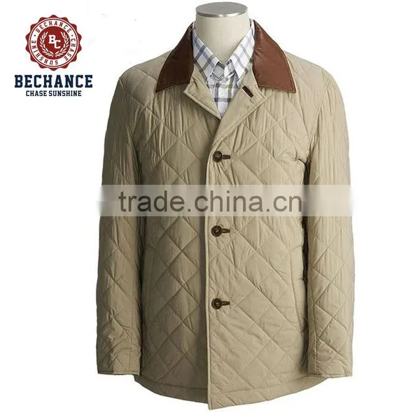 LZ244 Leather Collar Men Quilted Jacket for Winter photo-2