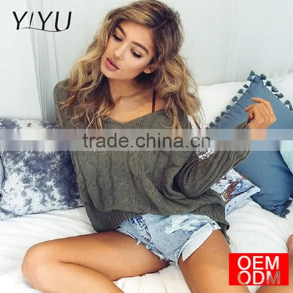 Autumn Criss Cross Top Backless Knitted Sweater Women 2017 Spring Oversized Knitwear Loose Jumpers White Pullover photo-4