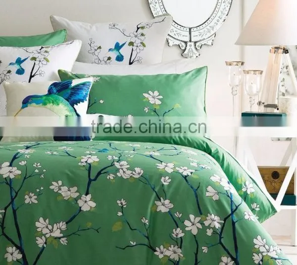 Printed and Embellished With Embroidered Birds Quilt Cover photo-2