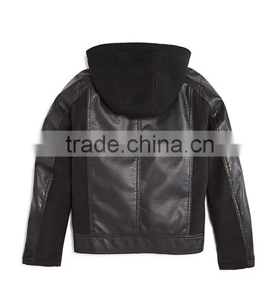 Winter Baby Kids Black Leather Jacket Wholesle Winter Leather photo-2