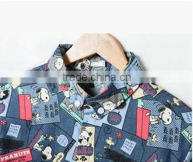 2016 Cartoon Printed Men Denim Casual Shirt photo-2