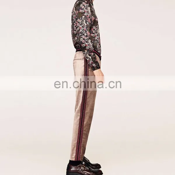 Wholesale Dongguan Custom Man Casual Velvet Trousers With Side Stripes photo-2
