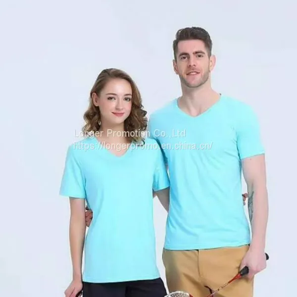 V-neck Sports Quick Dry T Shirt Customized Logo Printed photo-2