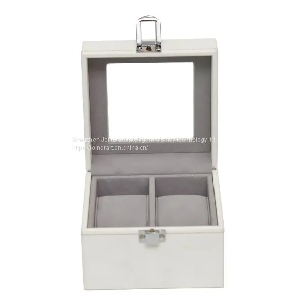 Custom White Lockable Wooden Watch Box With Window on the Top photo-2