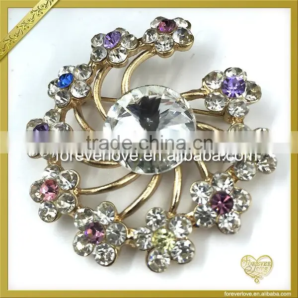Hot Selling Crystal Metal Brooch for Garment Accessories FB055 photo-2