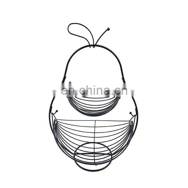 Farmhouse Home Storage Kitchen Food Fruits Organizer Egg Mesh Wire Rack Metal 2 Tier Fruit Basket photo-2