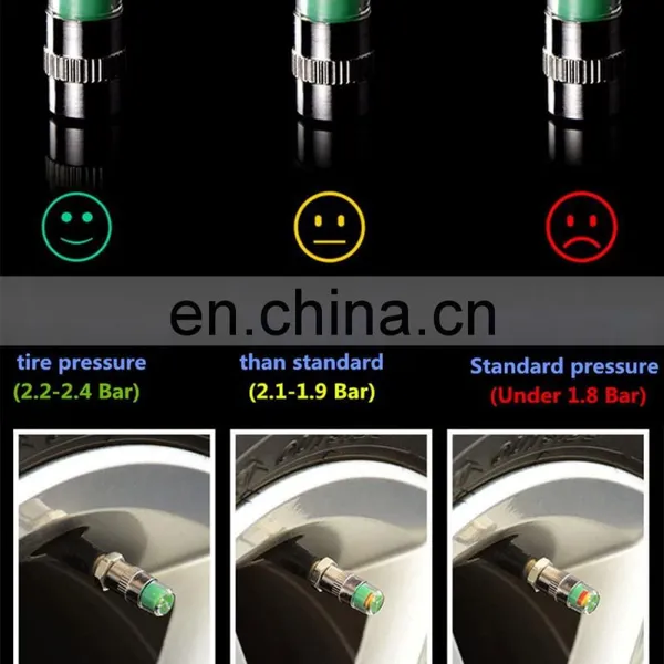 Air Alert Tire Valve Stem Caps Car Wheel Rim Stem Covers With Pressure Indicator Monitor 36PSI/2.4Bar TPMS Valve Caps photo-2