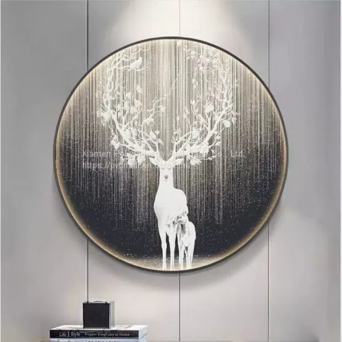 Luxury Home Decoration Printed Abstract Animal Fish Elk Crystal Porcelain Painting photo-2