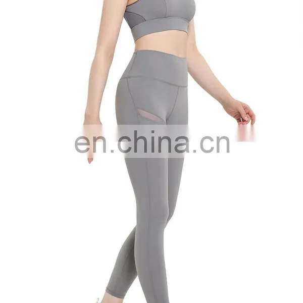 Custom Logo Women Sportswear Suit Set Back Hollow Out Bra And High Waist Leggings Two Piece Yoga Set Sexy Mesh Gym Running Wear photo-3