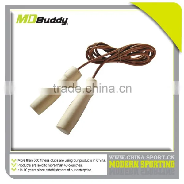 High Quality Leather Jump Rope With Wooden Handle photo-2