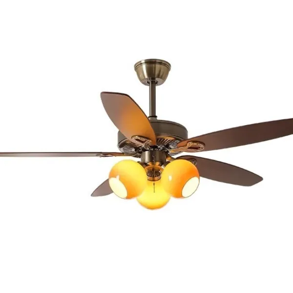 American Style Wooden Leaf Fan Light, Vintage Living Room Light, Caramel Persimmon Restaurant Light, Bedroom Light, （Wechat:13510231336） photo-2