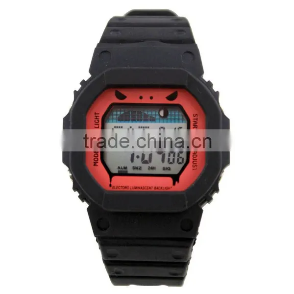 FT1185_RD Red Color Dial LCD Display Plastic Rubber Watch for Kids photo-2
